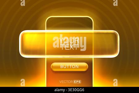 Vibrant glowing orange banner with a button for text, perfect for modern web design or promotions. Vector illustration. Stock Vector