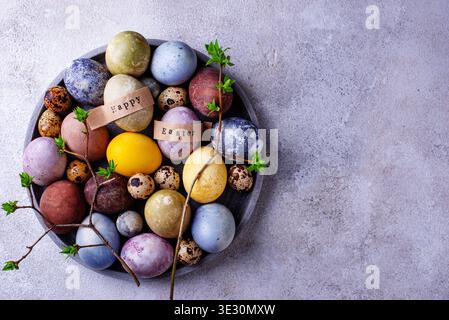 Easter eggs paint with natural dye Stock Photo