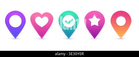 Gradient location pins set modern UI Stock Vector