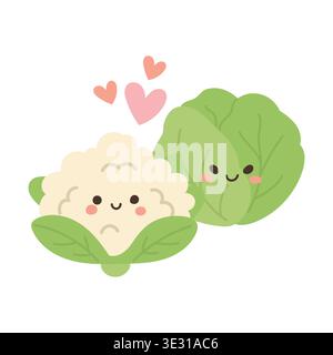 Cauliflower isolated illustration with food vector white for icon nature healthy. Cartoon leaf green with cauliflower vegetable plant for agriculture Stock Vector