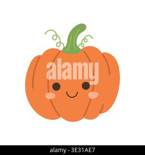 Pumpkin halloween isolated for vector illustration design and autumn food orange. Cute cartoon icon for nature thanksgiving pumpkin and celebration Stock Vector
