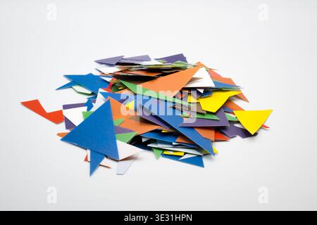 Colored pieces of paper, background. Stock Photo