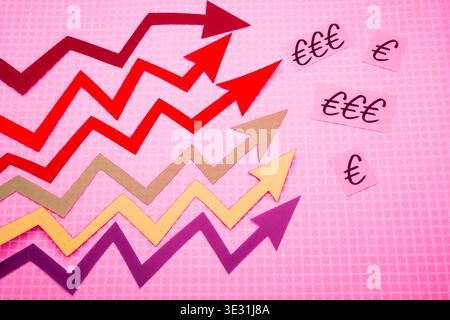 Colorful graphic of gradual increase in value. Stock Photo