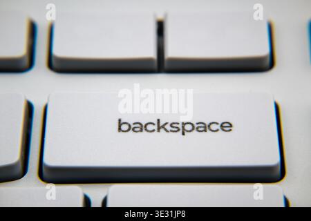 Computer keyboard, backspace button, technology. Stock Photo