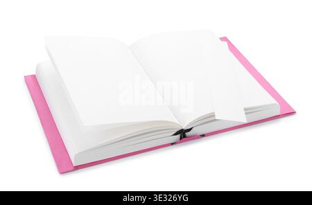 Open book with bookmark isolated on white Stock Photo