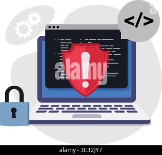 Cybersecurity and Vulnerability Warning Stock Illustration Stock Vector