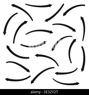 Vector sketch of thin doodle arrows isolated on white backdrop Stock Vector