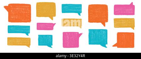 Hand-drawn boxes with crayon pencil texture. Stock Vector
