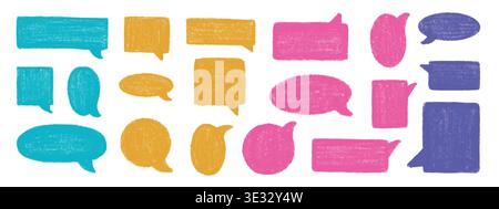 Set of colorful boxes in crayon pencil draw style. Stock Vector