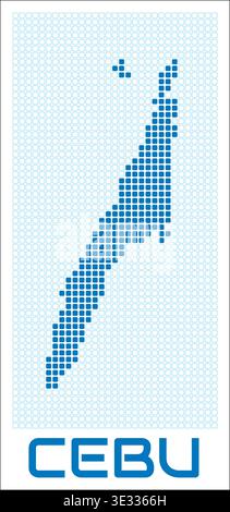 Cebu dotted map. Digital style shape of Cebu. Tech icon of the island ...
