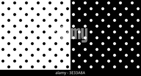 Black and white polka dots seamless pattern set minimal dotted backgrounds. Collection perfect for textile fabric wallpaper wrapping paper packaging i Stock Vector