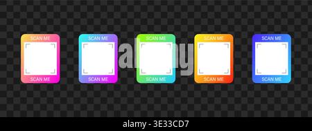 Scan me Frame. Camera Scan Frame with QR code button. Mobile payment and shop identification. Blank icon and sticker for retail app. Minimalist Vector Stock Vector
