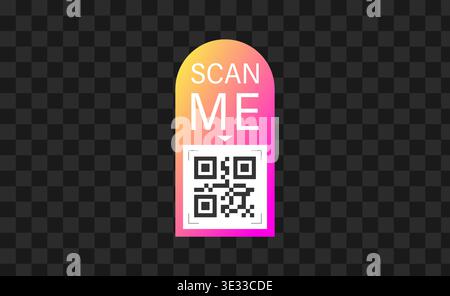 Scan me Frame. Mobile payment icon. Identification for shop with barcode and QR code sticker. Scan by phone or click button. Flat Vector illustration Stock Vector