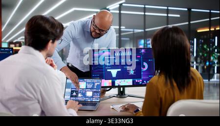 Diverse Team Of Analysts Collaborates Using Data Analytics And Technology In A Virtual Meeting Stock Photo