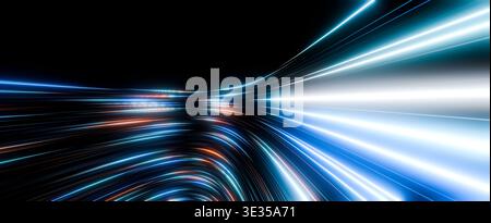 Glowing Curved Light Lines Abstract Motion Design Stock Photo