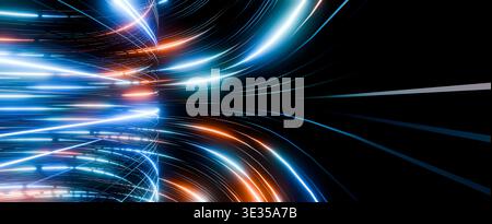 Fast Moving Light Trails Digital Technology Concept Stock Photo