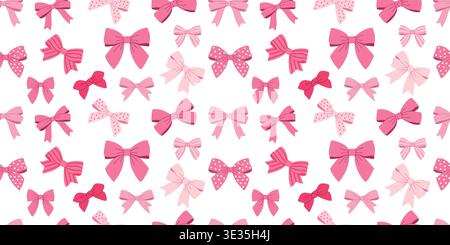 Cute seamless pattern with mixed pink bows and hair accessories for wrapping vector Stock Vector