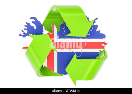Recycling in Iceland concept, 3D rendering isolated on white background Stock Photo