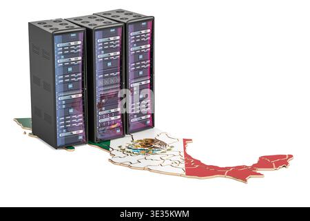 Data Center server racks in Mexico concept, 3D rendering Stock Photo