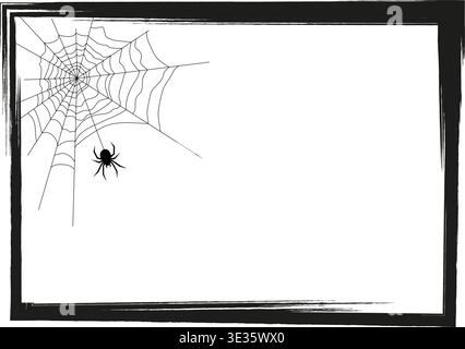 Grunge frame. In the frame of a spider on a cobweb Halloween theme. For your design Stock Vector