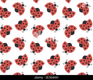 Ladybug pattern. Vector illustration in a flat style. Isolated on a white background. Stock Vector