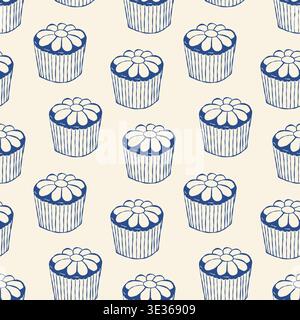 Vintage style cupcakes with striped wrappers, ideal for desserts, bakery Stock Vector