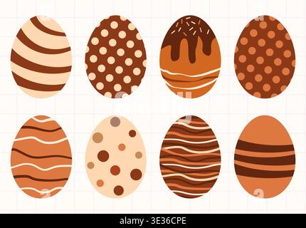 Vector chocolate eggs with different patterns, egg shapes for package design Stock Vector