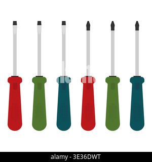 Flathead and crosshead screwdriver screwdriver vector set isolated on white Stock Vector
