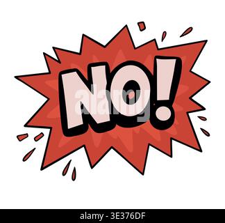 Colorful No Icon with Bold Lettering Hand Drawn Symbol Stock Vector
