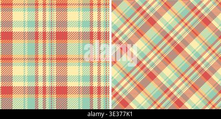 Fabric check vector of plaid seamless textile with a tartan background texture pattern. Set in food colours of most comfortable furniture. Stock Vector