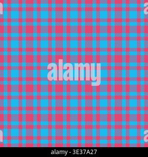 Vibrant blue and pink plaid pattern with a seamless geometric design. Perfect for modern textile prints, digital backgrounds, or fashion layouts, addi Stock Vector