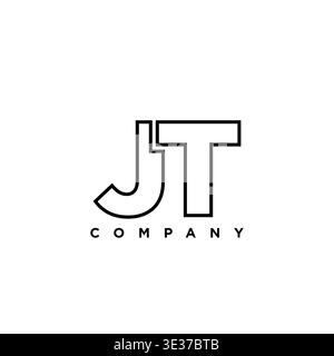 Trendy letter J and T, JT logo design template. Minimal monogram initial based logotype for company identity. Stock Vector