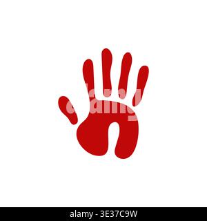 Red handprint on white background - symbol of unity Stock Vector