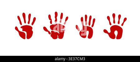 Creative red handprint art on white background Stock Vector