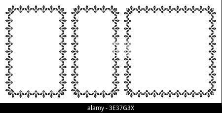 Set of square frames with abstract flower pattern Stock Vector