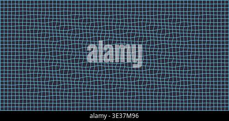 Abstract blue grid waves on black background Stock Vector