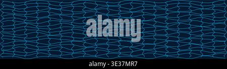 Abstract distorted grid pattern with wavy lines in blue tones Stock Vector