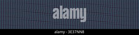 Abstract wavy grid pattern with blue lines on dark background Stock Vector