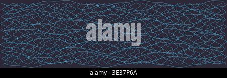 Abstract distorted grid pattern with wavy blue lines Stock Vector