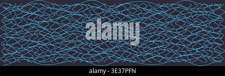 Abstract distorted grid pattern with wavy blue lines Stock Vector
