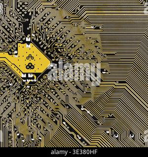 Microelectronic circuit board background close up Stock Photo