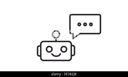 Chatbot assistant icon with smiling robot and speech bubble Stock Vector