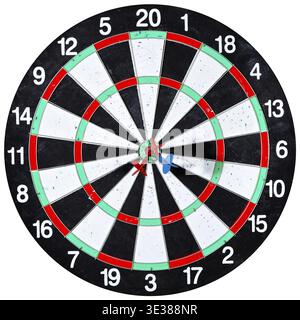 Dart board with three arrows isolated on white background Stock Photo