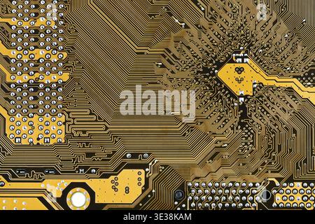 Motherboard circuit board background close up Stock Photo