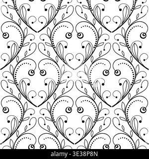 Floral monochrome seamless pattern in modern style. Subtle design of swirls and curved lines. Minimalist graphic background. Vector illustration for w Stock Vector