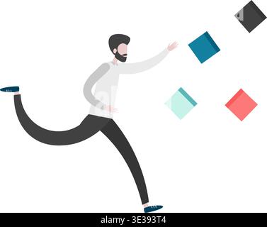 Busy employee rushing vector icon isolated on white Stock Vector