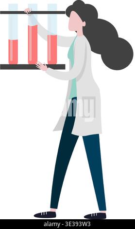Medical worker with test tubes vector icon isolated on white Stock Vector