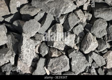 Close-up of grey crushed stones Stock Photo