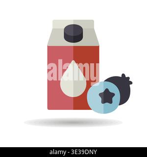 Carton of milk with flavor blueberry vector icon. Dairy product sign. Graph symbol for cooking web site and apps design, logo, app, UI Stock Vector