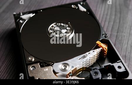 Computer HDD Hard Disk Drive. Computer Storage Memory close up Stock Photo